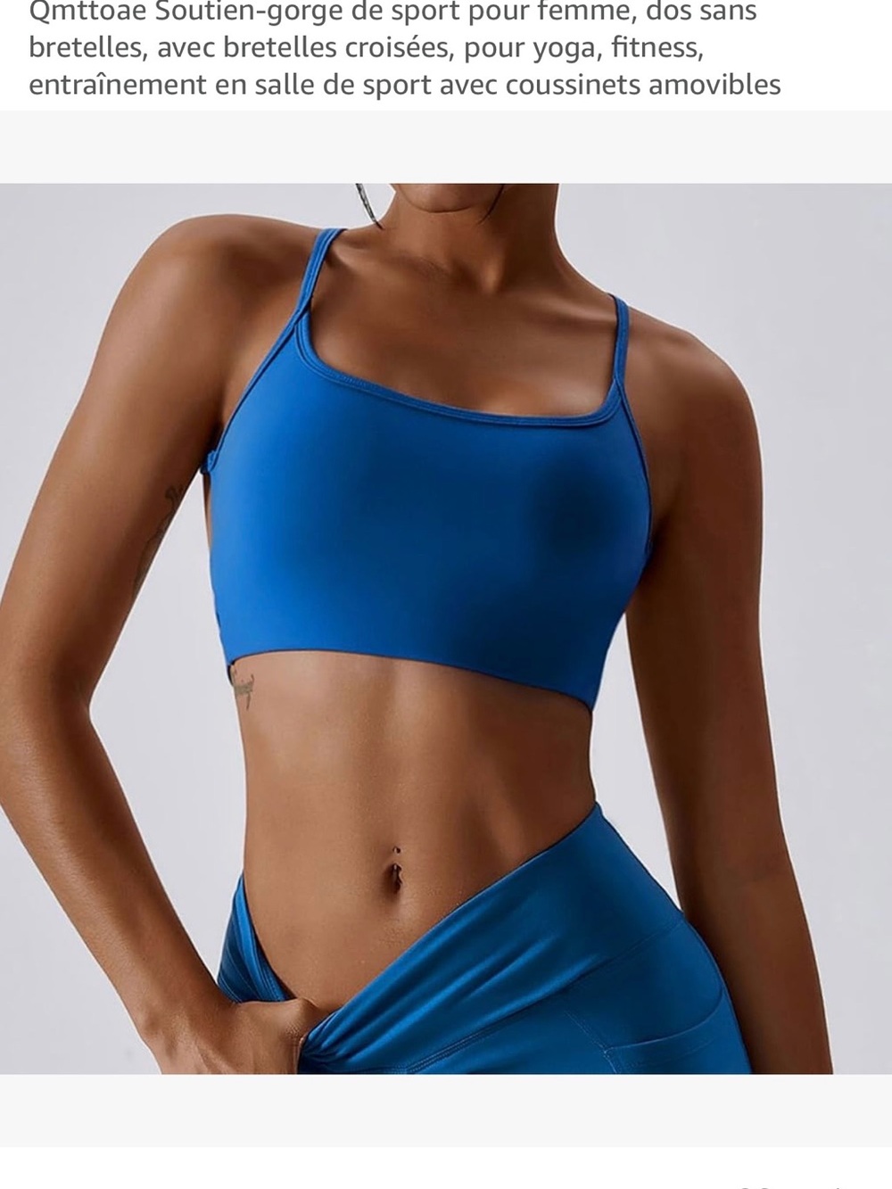 ComfortFit Blue Sports Bralette with Thin Straps